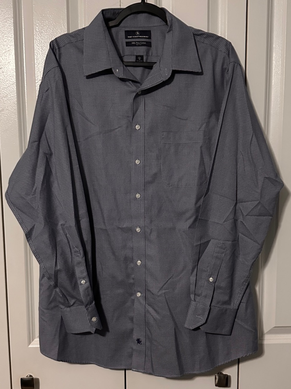 Hart Schaffner Marx Men's Blue Patterned Dress Shirt